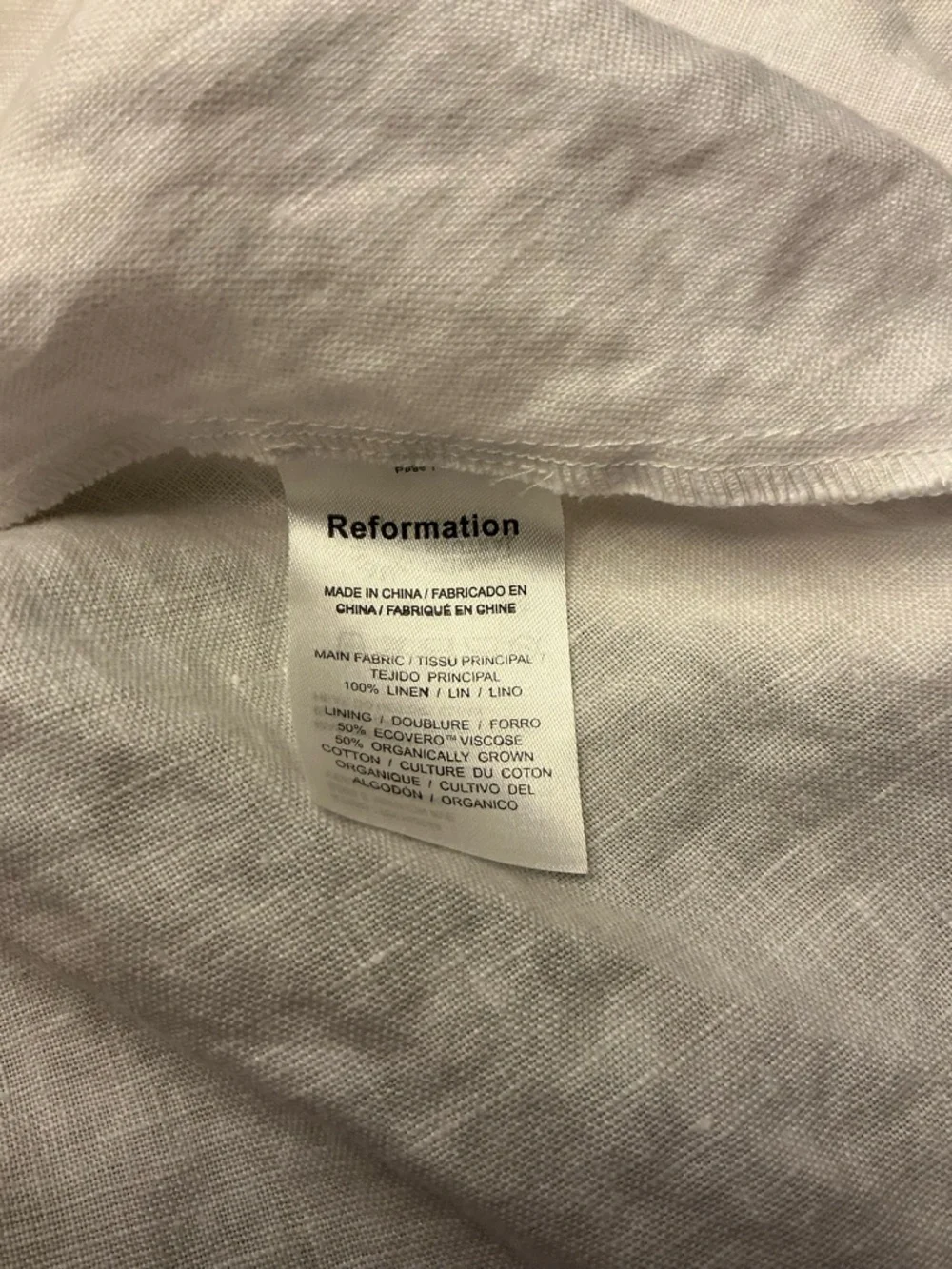 Reformation Linen White Puff-Sleeve Babydoll Top Lace-Up Bodice Boho Size 10